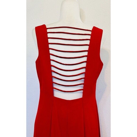 Joseph Ribkoff Women Size 12 Red Sheath Maxi Dress Designer Formal Old Money - Picture 7 of 12